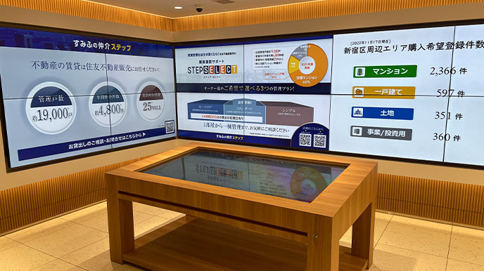 シティタワー広島の店頭パネル＆デジタルサイネージ